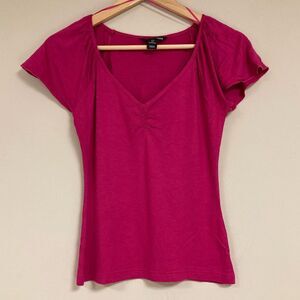 Fuchsia Pink Top Women’s Small Flutter Sleeve Spring Summer Lightweight Hot Girl